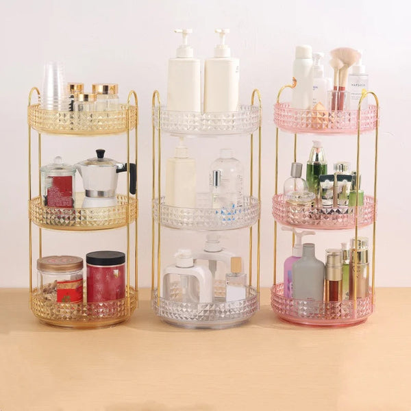 3 Layer Rotating Cosmetic Organizer Rack