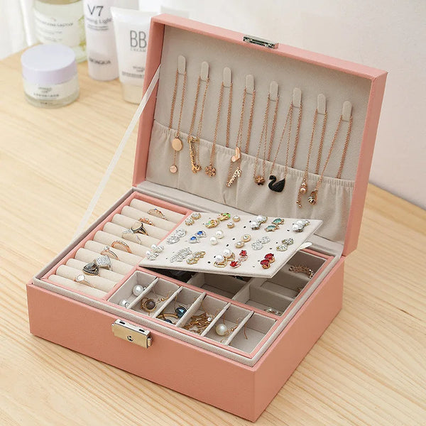 2 Layer Leather Jewellery Organizer