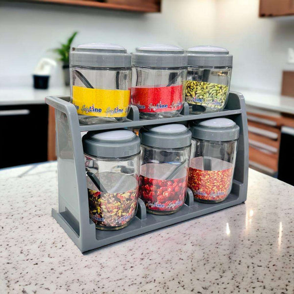 Spiceline Decora 6 jars With Spoons home Spice Set Rack 1250ml